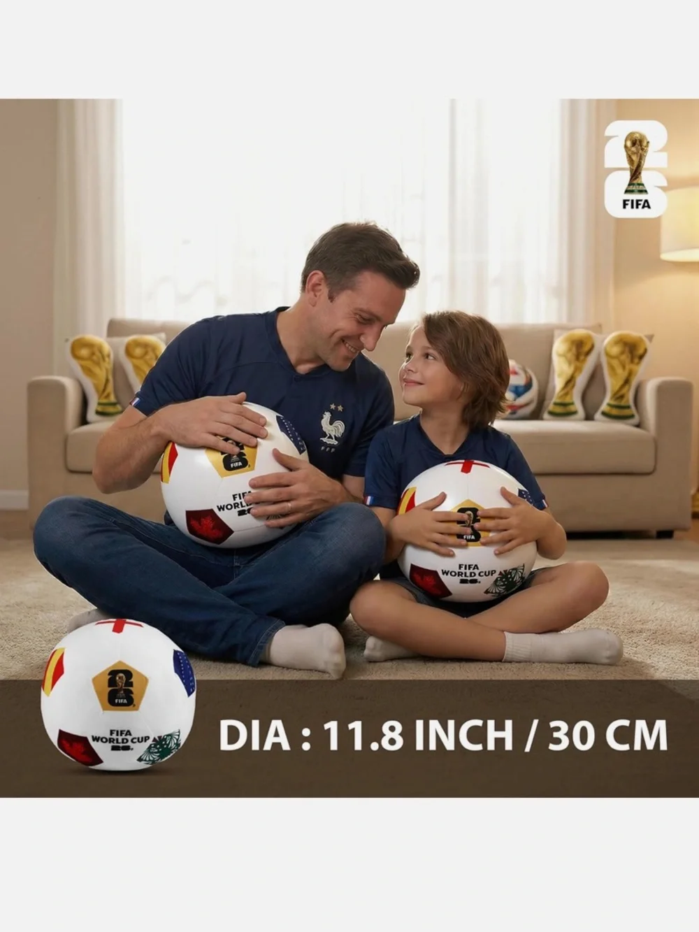 FIFA World Cup Large Plush Soccer Ball Pillow - With Flag Patterns